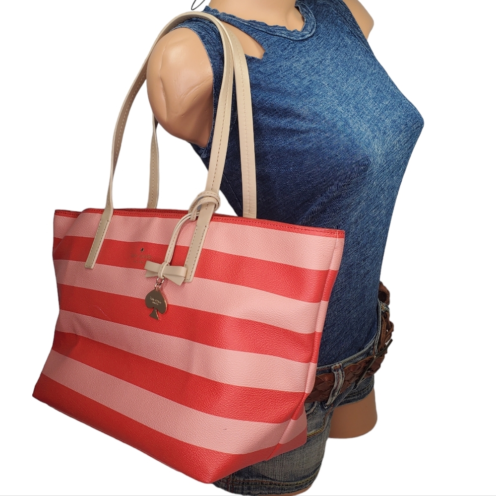 KATE SPADE Hawthorne Lane Ryan Striped Pink Tote Bag